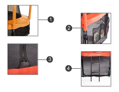 Trampolina Ogrodowa Jumpi 252cm/8FT Maxy Comfort Czarna Z Wewnętrzną Siatką Trampolina Ogrodowa Jumpi 252cm/8FT Maxy Comfort Czarna Z Wewnętrzną Siatką