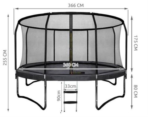 Trampolina Ogrodowa Model Exclusive 374cm/12FT Dla Dzieci Z Wzmacnianą Siatką Trampolina Ogrodowa Model Exclusive 374cm/12FT Dla Dzieci Z Wzmacnianą Siatką