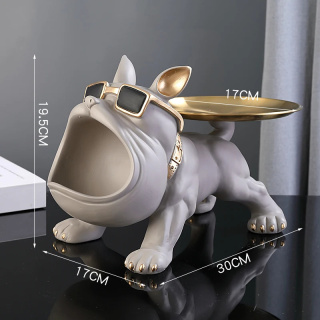 30cm Home Decor Bulldog Figurka Pies Statuetka Pudełko do przechowywania Ozdoba zwierzęca Rzemiosło z żywicy Rzeźba Figurka Domowa rzeźba szczeniaka