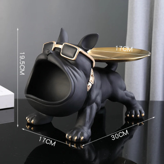 30cm Home Decor Bulldog Figurka Pies Statuetka Pudełko do przechowywania Ozdoba zwierzęca Rzemiosło z żywicy Rzeźba Figurka Domowa rzeźba szczeniaka