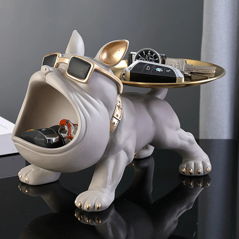 30cm Home Decor Bulldog Figurka Pies Statuetka Pudełko do przechowywania Ozdoba zwierzęca Rzemiosło z żywicy Rzeźba Figurka Domowa rzeźba szczeniaka