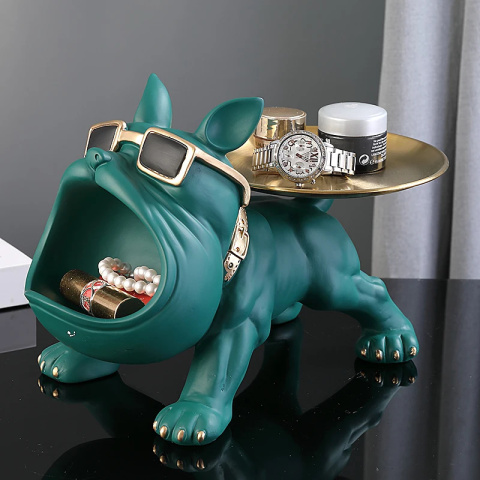 30cm Home Decor Bulldog Figurka Pies Statuetka Pudełko do przechowywania Ozdoba zwierzęca Rzemiosło z żywicy Rzeźba Figurka Domowa rzeźba szczeniaka