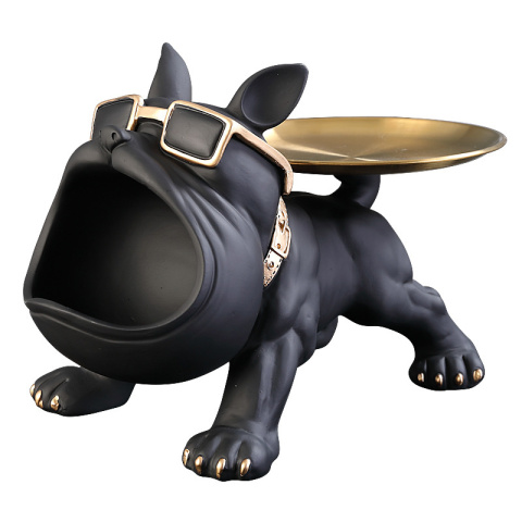 30cm Home Decor Bulldog Figurka Pies Statuetka Pudełko do przechowywania Ozdoba zwierzęca Rzemiosło z żywicy Rzeźba Figurka Domowa rzeźba szczeniaka