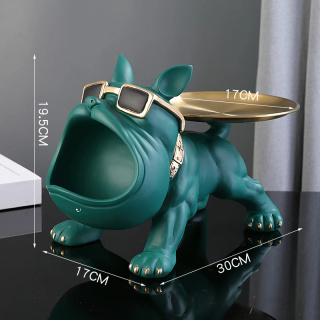 30cm Home Decor Bulldog Figurka Pies Statuetka Pudełko do przechowywania Ozdoba zwierzęca Rzemiosło z żywicy Rzeźba Figurka Domowa rzeźba szczeniaka