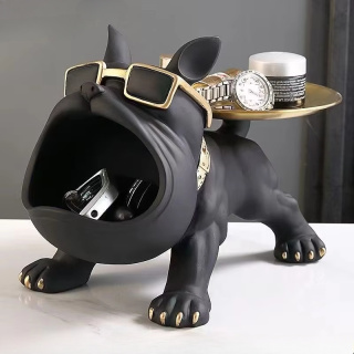 30cm Home Decor Bulldog Figurka Pies Statuetka Pudełko do przechowywania Ozdoba zwierzęca Rzemiosło z żywicy Rzeźba Figurka Domowa rzeźba szczeniaka