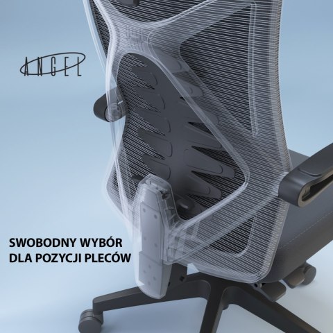 Fotel ergonomiczny ANGEL biurowy obrotowy Spino szary
