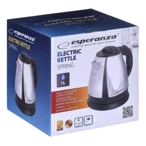 ESPERANZA CZAJNIK ELEKTRYCZNY SPRING 1.0 L SREBRNY EKK116S ESPERANZA CZAJNIK ELEKTRYCZNY SPRING 1.0 L SREBRNY EKK116S